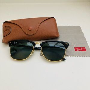 Ray-Ban Classic Clubmaster Sunglasses - Black/Green/Gold NWOT